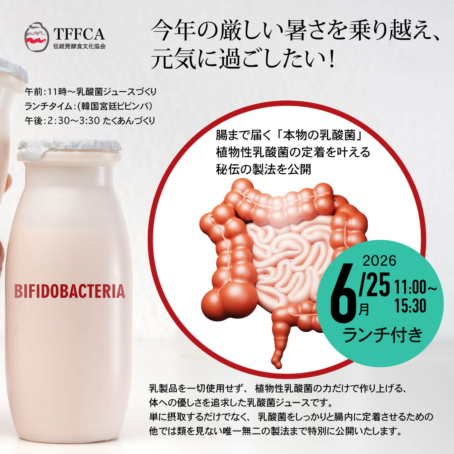乳酸菌ジュース作りと韓国料理ランチ付き