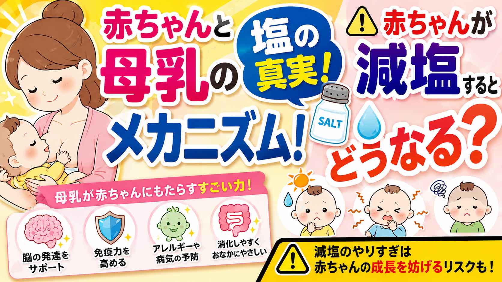 塩と離乳食、母乳にhも塩分がある、無塩危ない