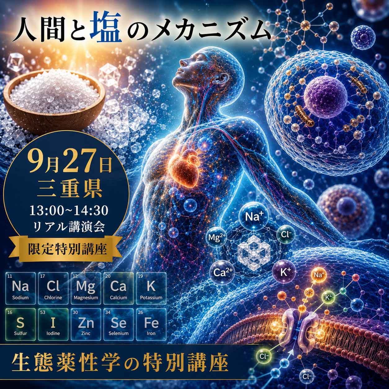 塩水の話、塩の真実、三重県、講演会9月27日特別講演会